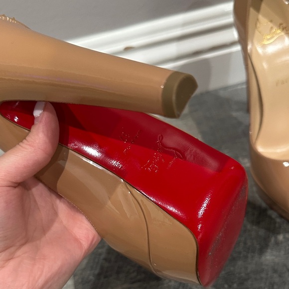 Christian Louboutin Nude Peep-Toe Heels - Picture 6 of 10